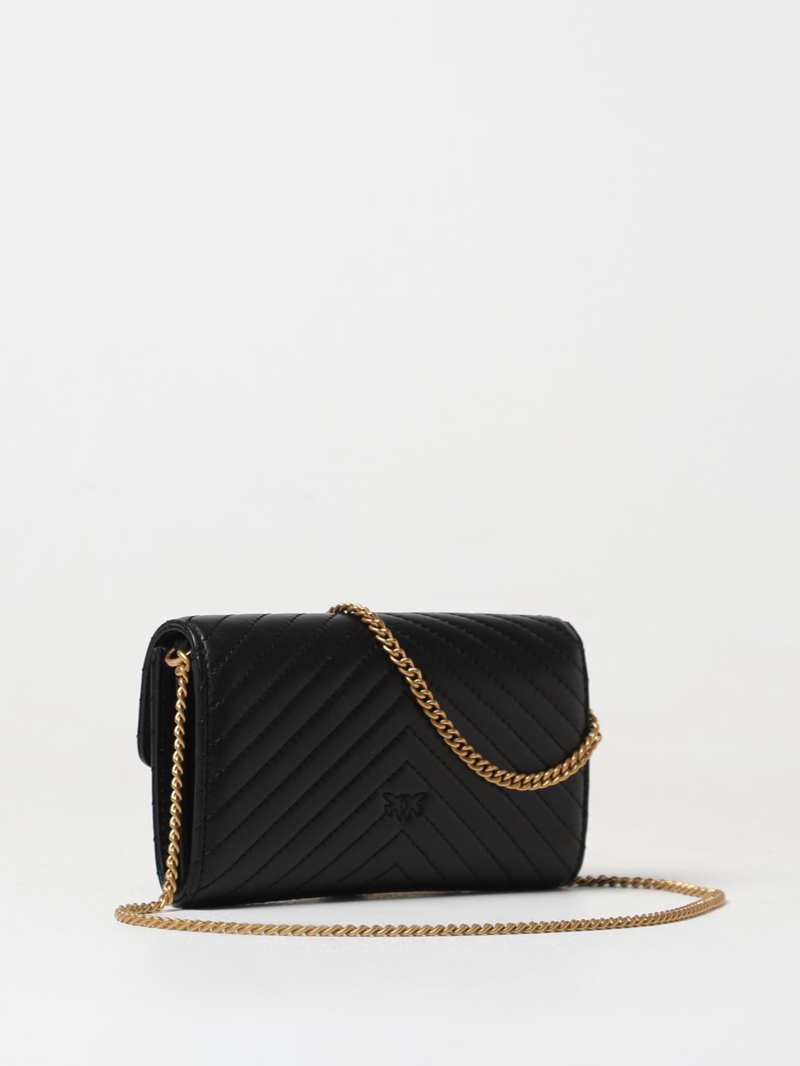 PINKO BORSA MINI: Borsa wallet Pinko in nappa trapuntata chevron , Nero - Img 2