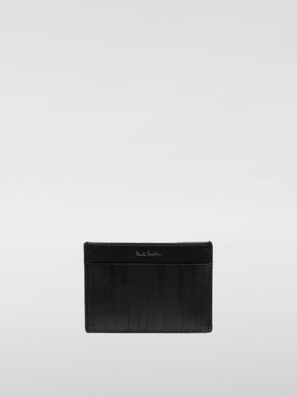 PAUL SMITH PORTAFOGLIO: Portacarte di credito Shadow-Stripe Paul Smith in pelle , Nero - Img 1