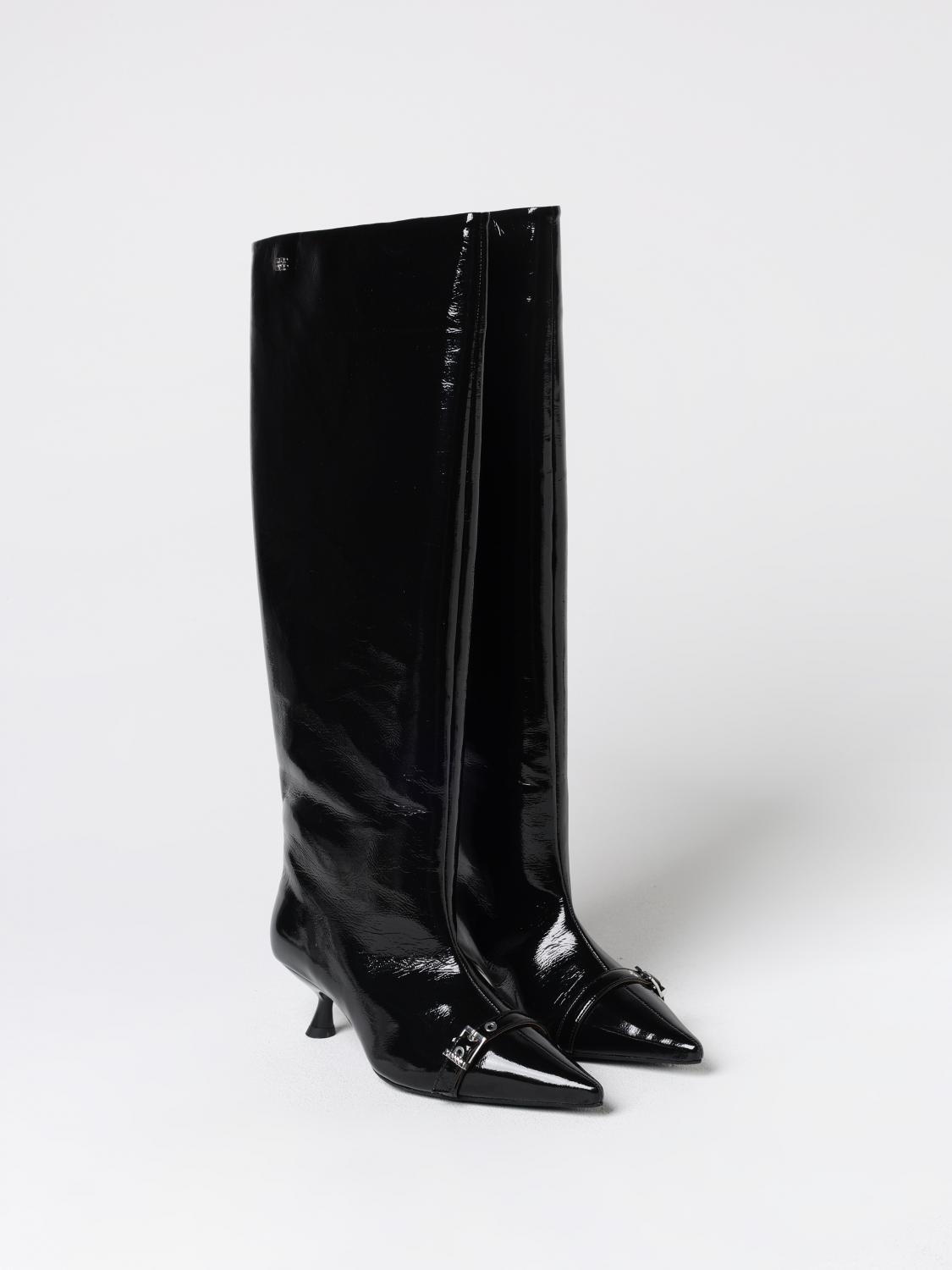 GANNI STIVALI: Stivale Eyelets Ganni in naplak , Nero - Img 2