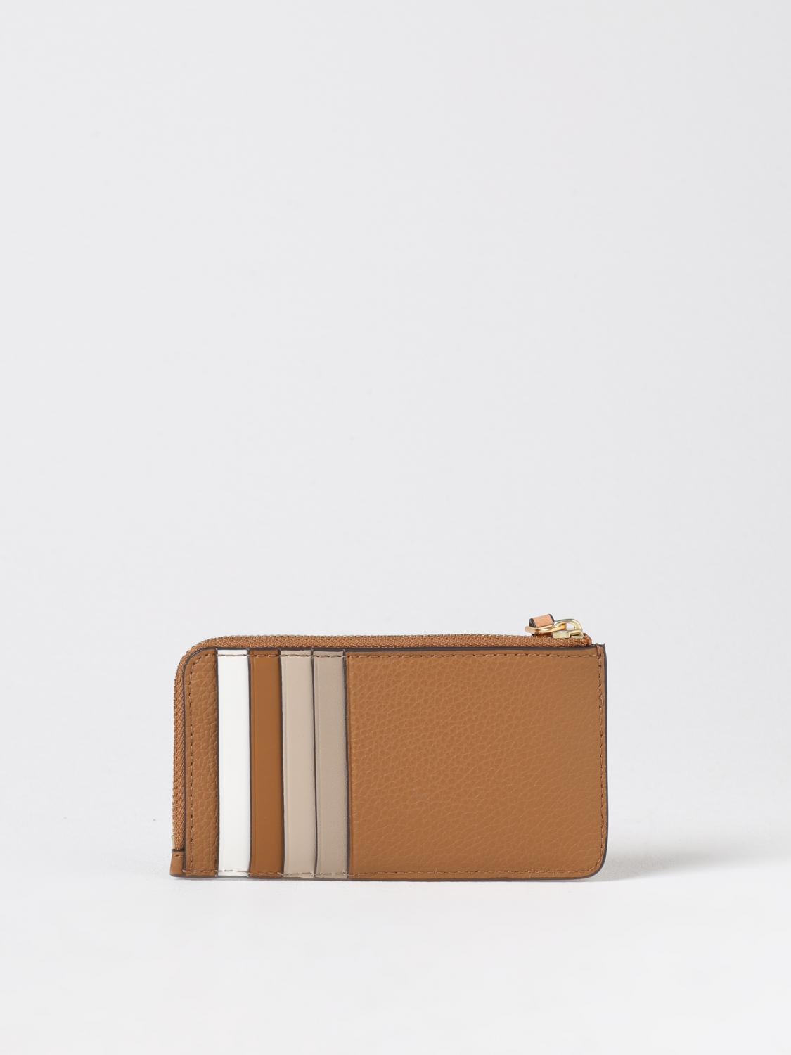TORY BURCH PORTAFOGLIO: Portacarte di credito Tory Burch in pelle, Beige - Img 2