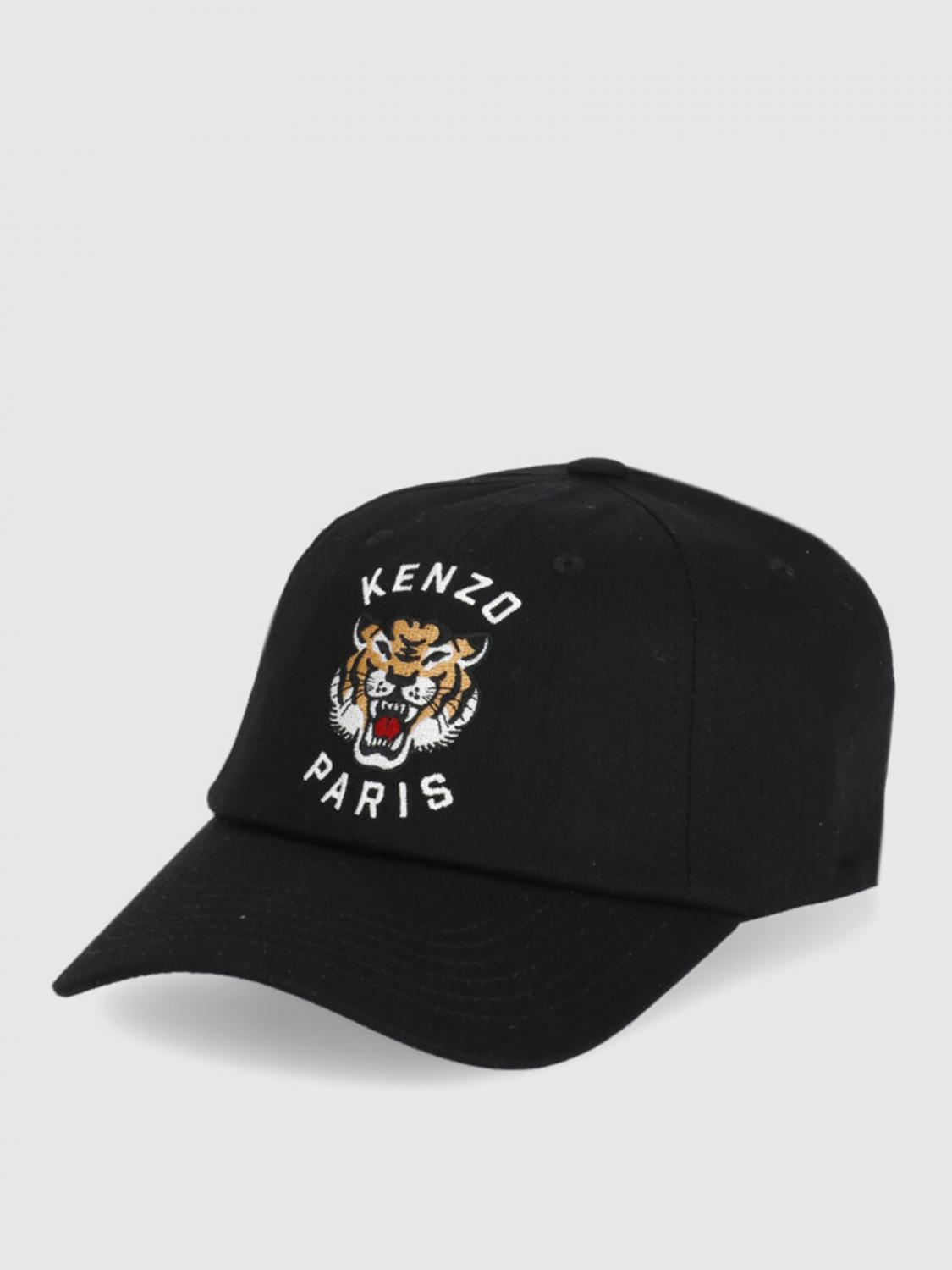 KENZO CAPPELLO: Cappello Kenzo in cotone con logo ricamato , Nero 1 - Img 1