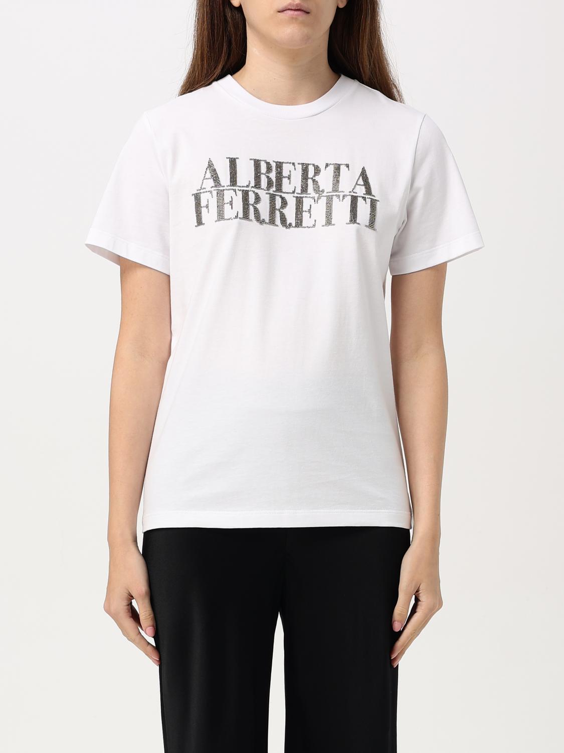 Giglio T-shirt Alberta Ferretti in jersey di cotone con logo di strass