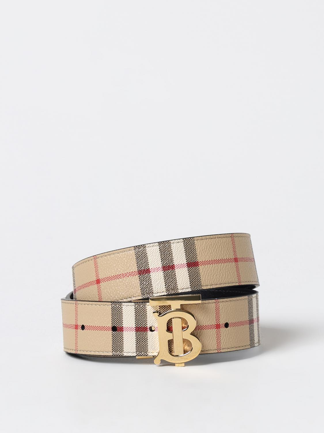 BURBERRY ベルト: Burberry リバーシブルレザーとコーティングコットンベルト, ベージュ - Img 1