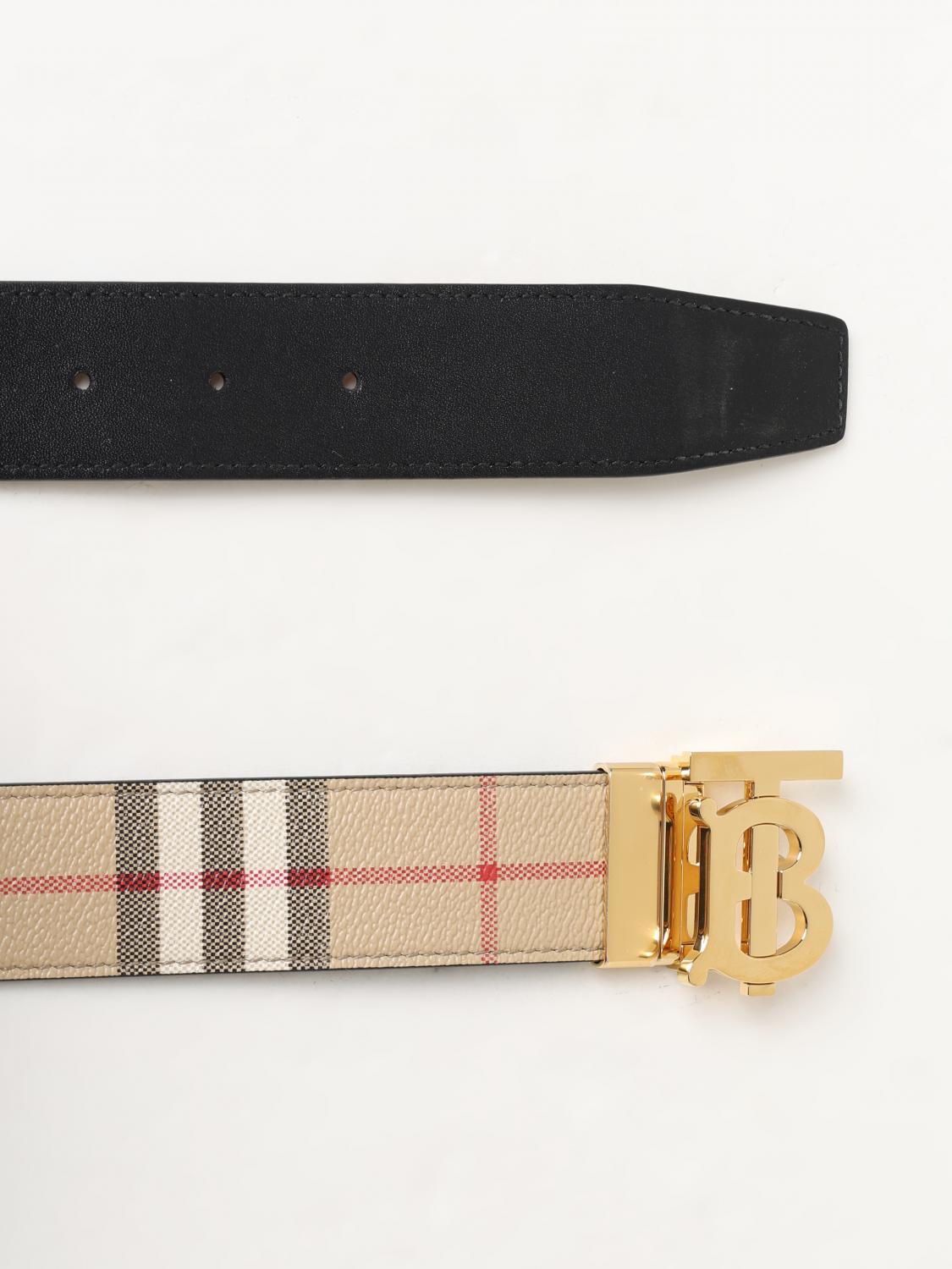 BURBERRY ベルト: Burberry リバーシブルレザーとコーティングコットンベルト, ベージュ - Img 3