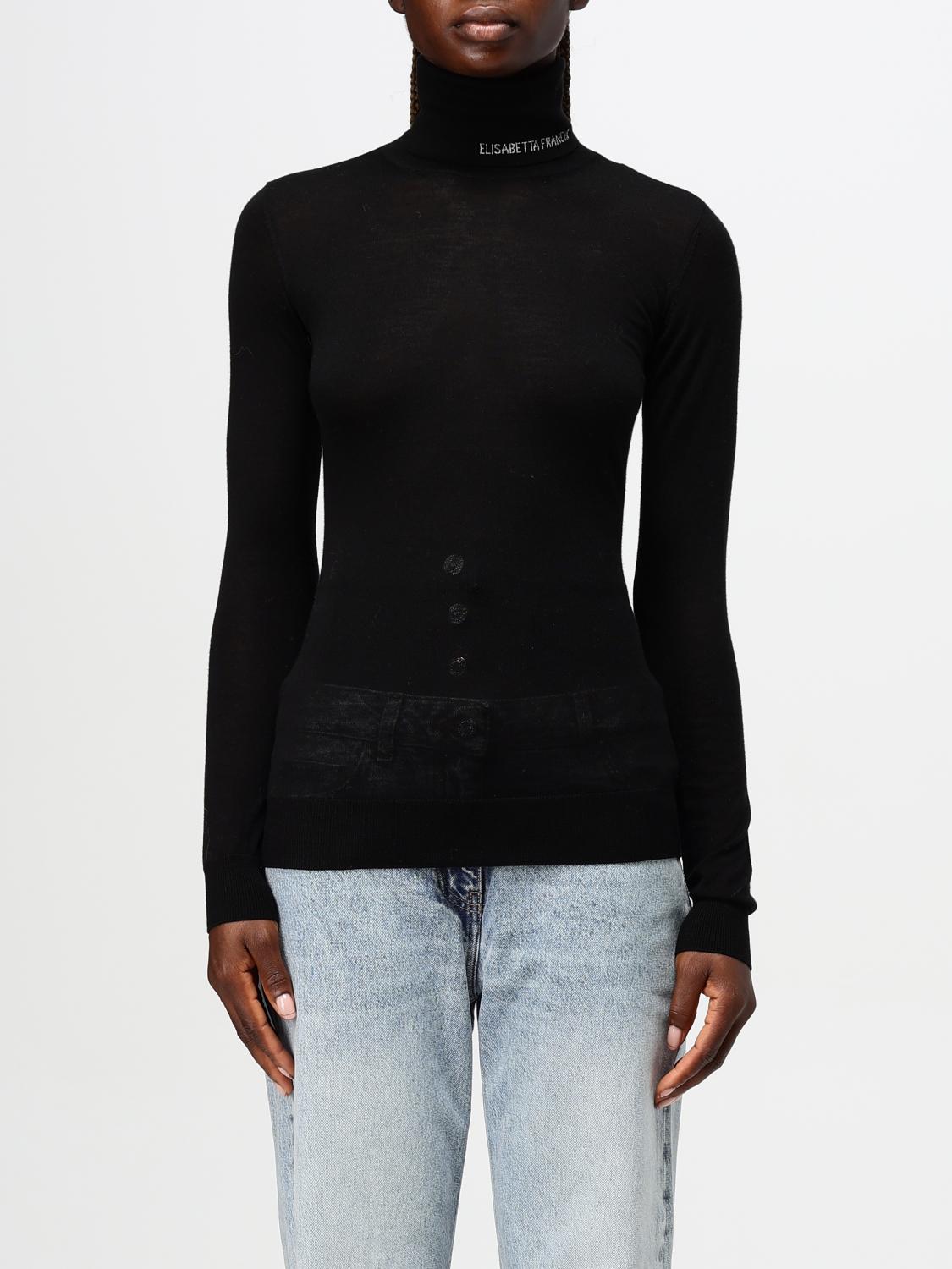 ELISABETTA FRANCHI SWEATER: Elisabetta Franchi women's high-neck sweater, Black - Img 1