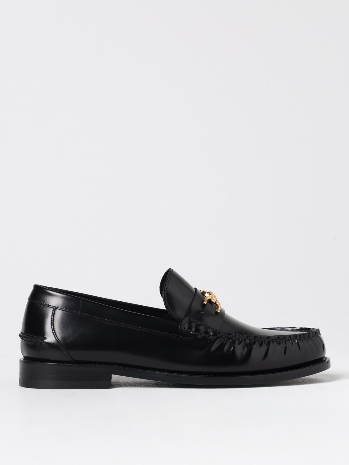 VERSACE ローファー: Versace メデューサ ブラッシュドレザーローファー, ブラック - Img 1