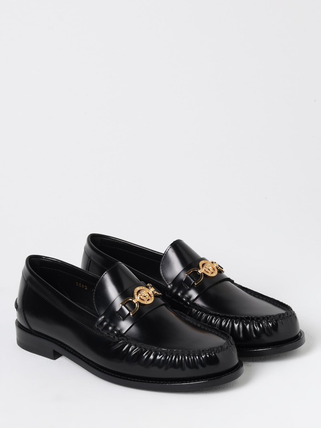 VERSACE ローファー: Versace メデューサ ブラッシュドレザーローファー, ブラック - Img 2