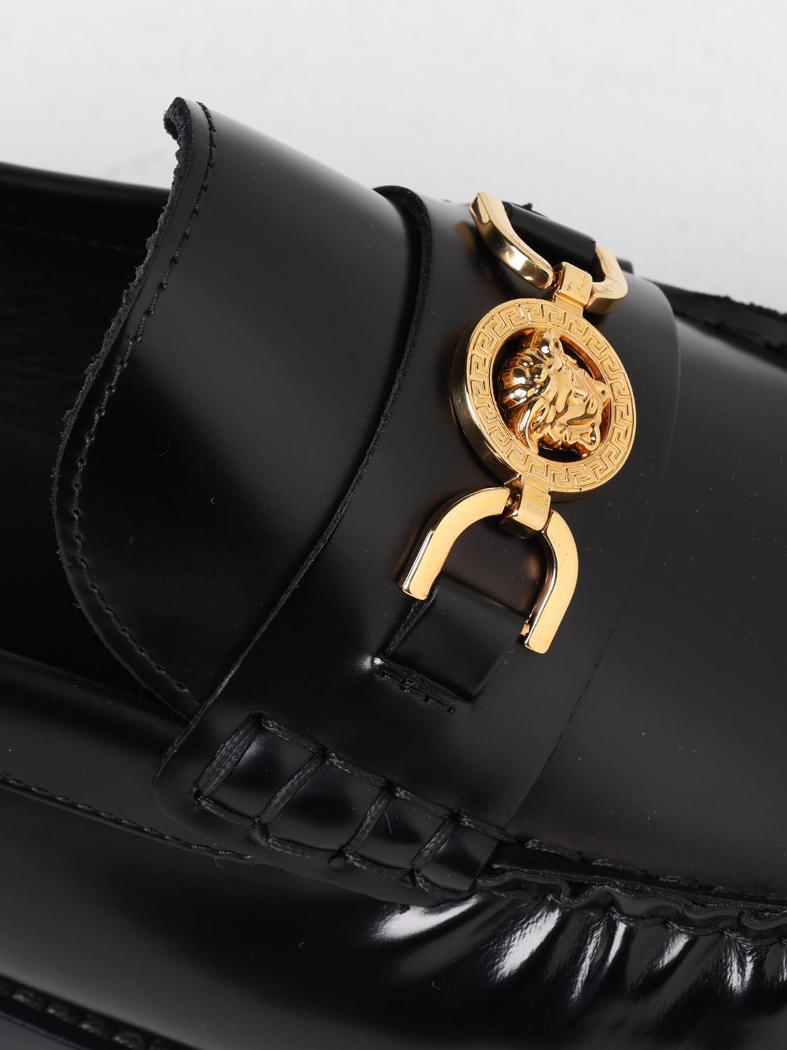 VERSACE ローファー: Versace メデューサ ブラッシュドレザーローファー, ブラック - Img 4