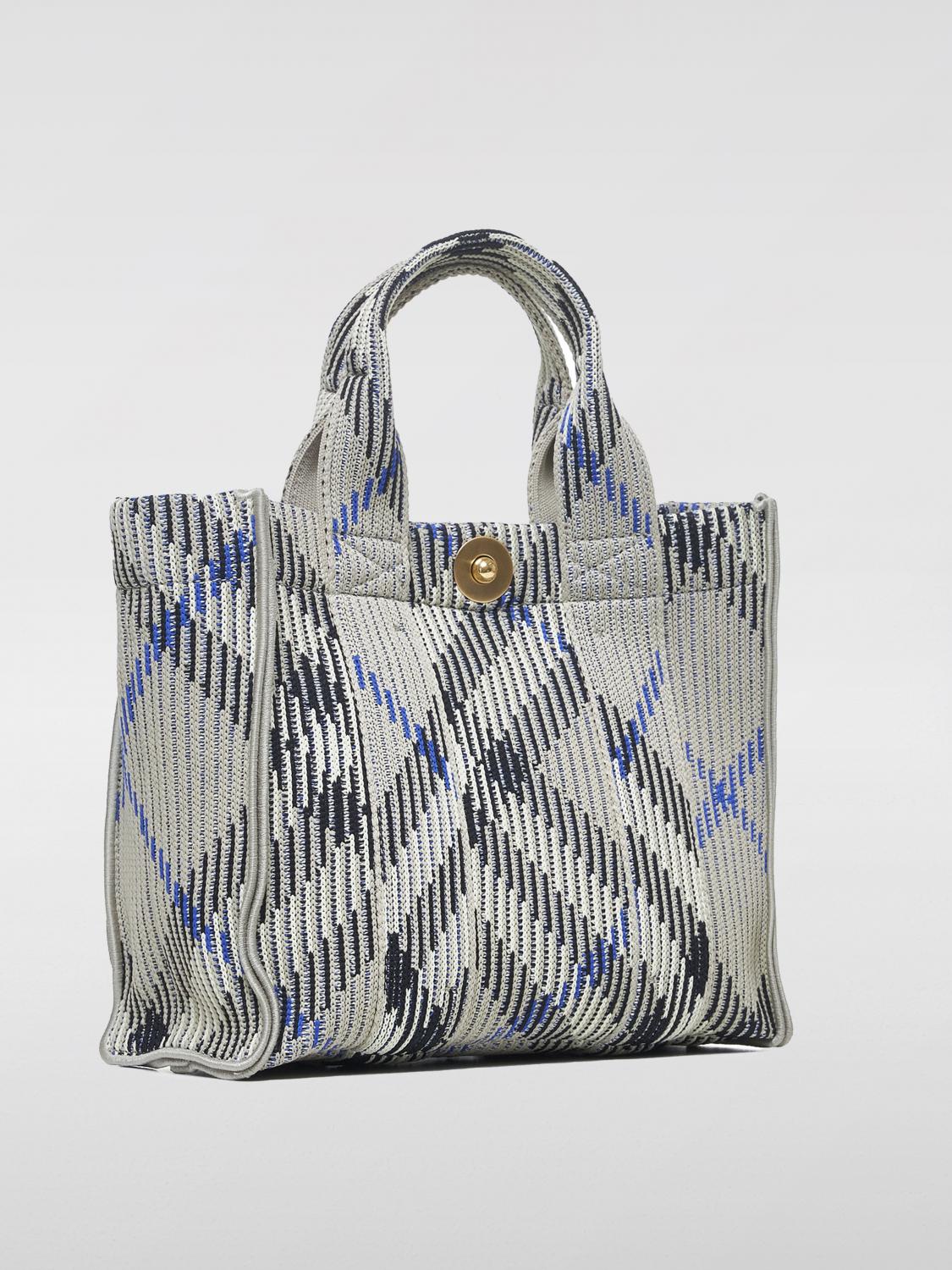 BURBERRY BORSA A MANO: Borsa Check Knit Burberry in nylon jacquard , Verde - Img 2