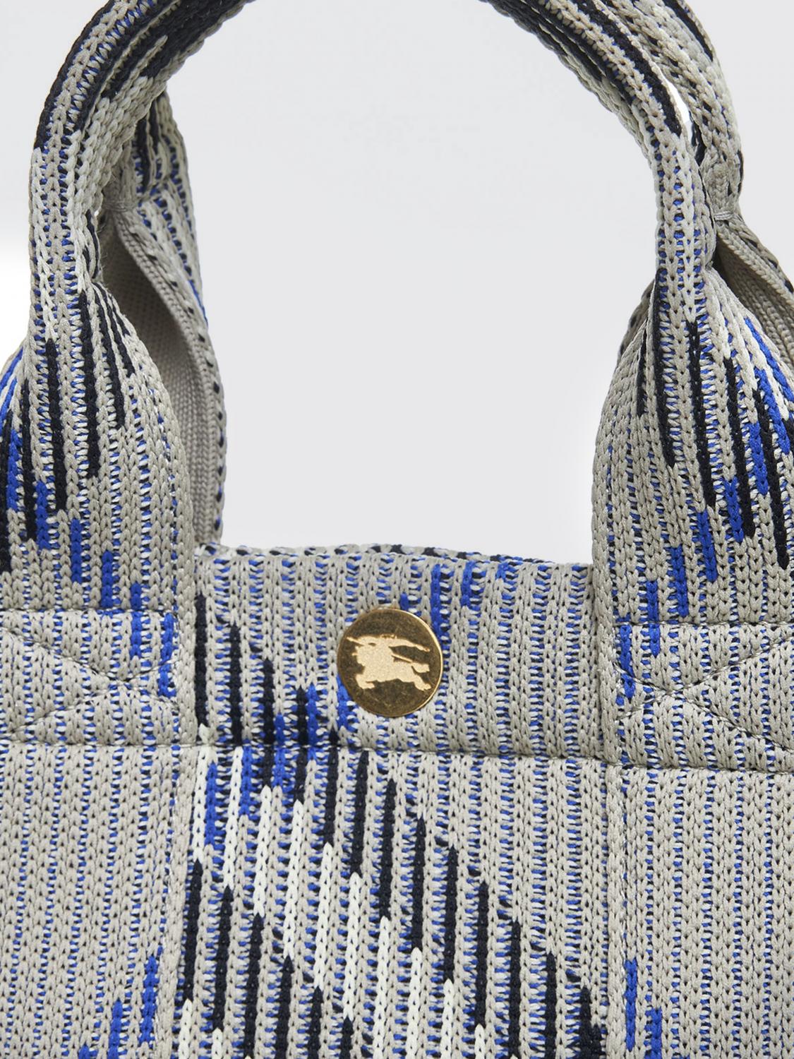BURBERRY BORSA A MANO: Borsa Check Knit Burberry in nylon jacquard , Verde - Img 3