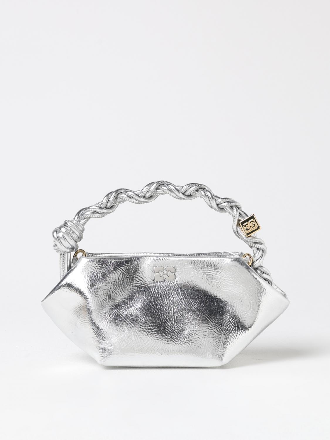 GANNI BOLSO DE MANO: Mini bolso mujer Ganni, Plata - Img 1