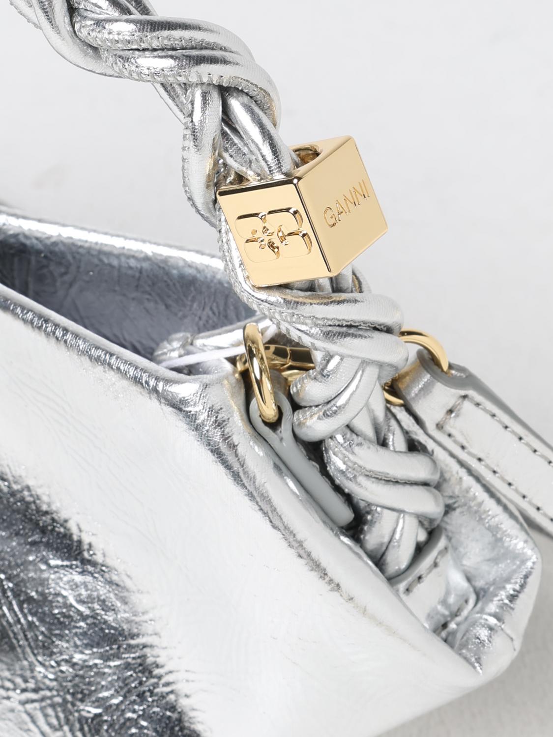 GANNI BOLSO DE MANO: Mini bolso mujer Ganni, Plata - Img 3
