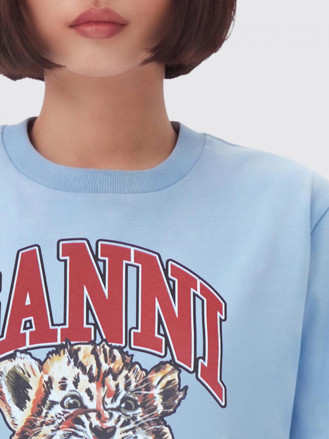 GANNI T-SHIRTS: T-shirt in cotone stampata Ganni, Blue - Img 3
