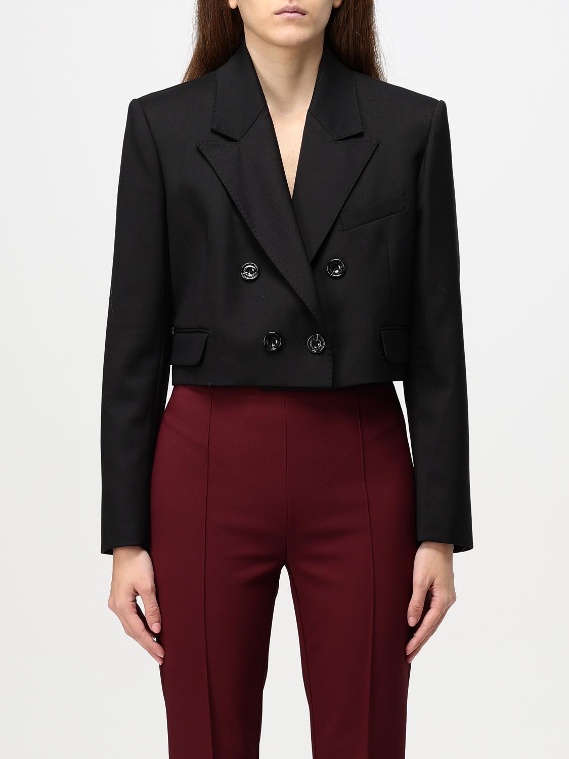 ELISABETTA FRANCHI BLAZER: Elisabetta Franchi cropped crepe blazer, Black - Img 1