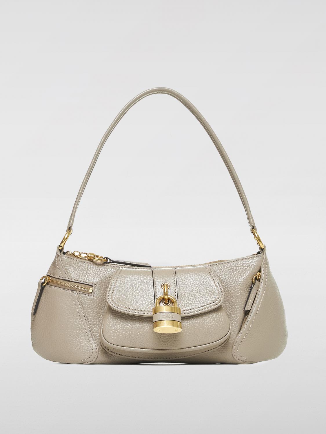 CHLOÉ BORSA A SPALLA: Borsa The '99 Chloè in pelle a grana , Grigio - Img 1