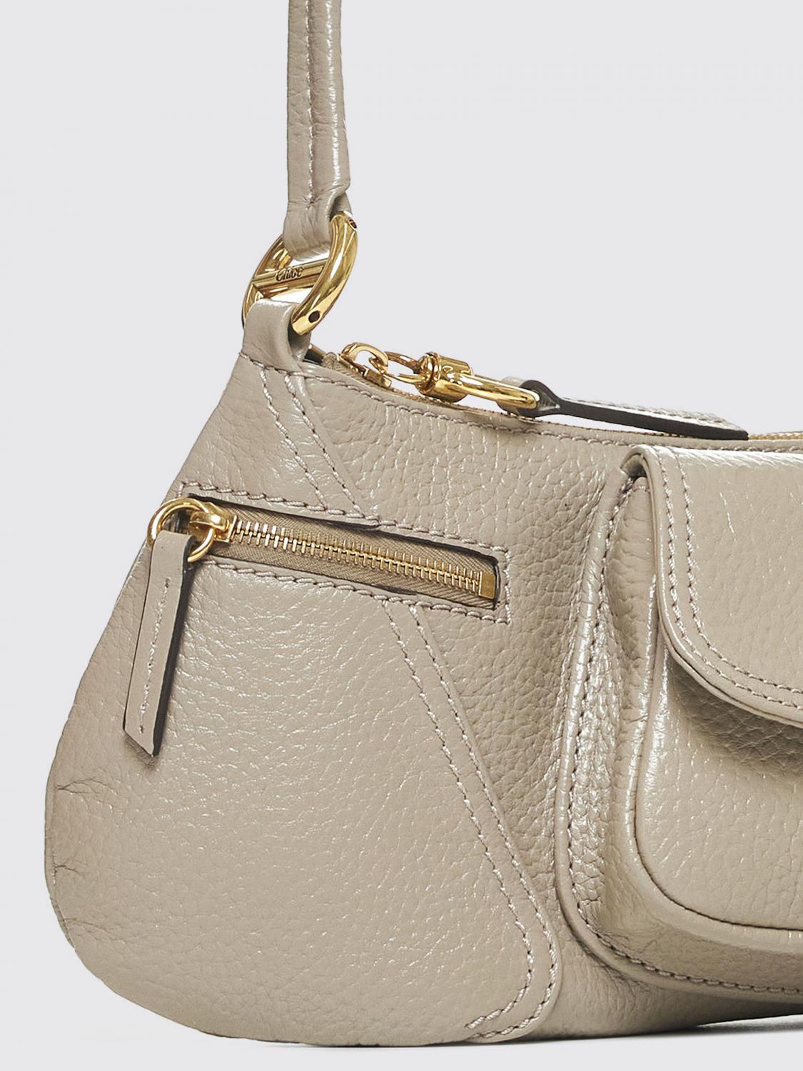 CHLOÉ BORSA A SPALLA: Borsa The '99 Chloè in pelle a grana , Grigio - Img 3
