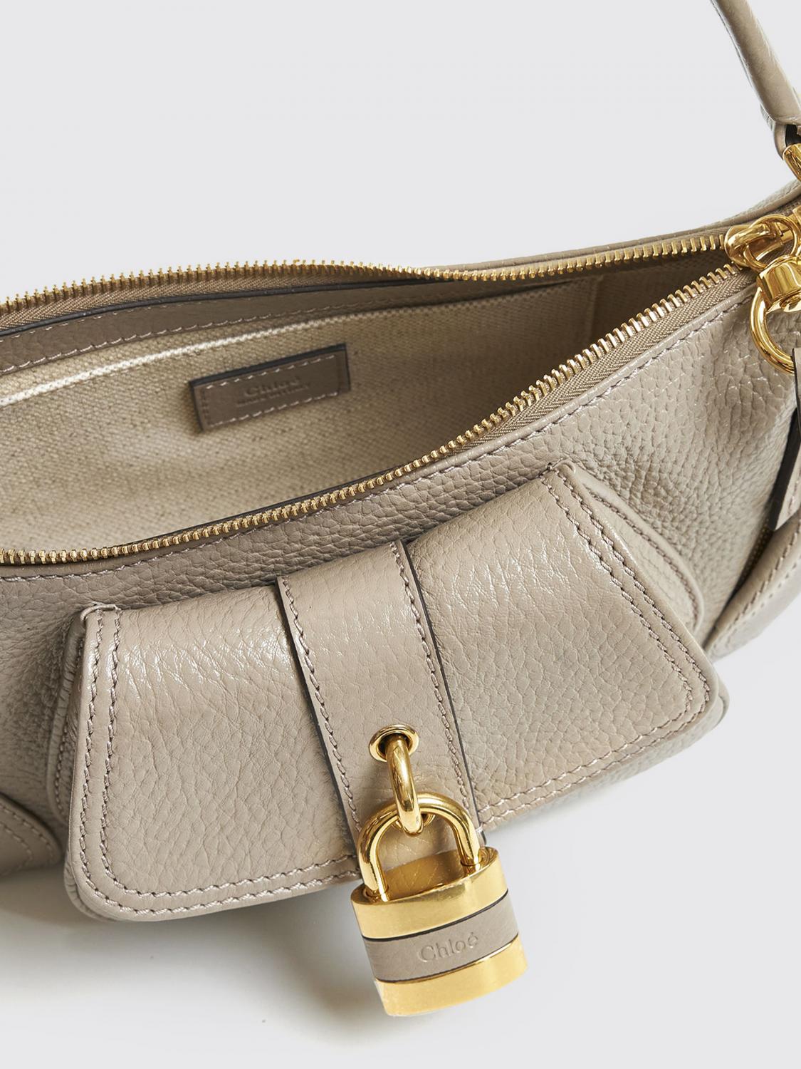 CHLOÉ BORSA A SPALLA: Borsa The '99 Chloè in pelle a grana , Grigio - Img 4