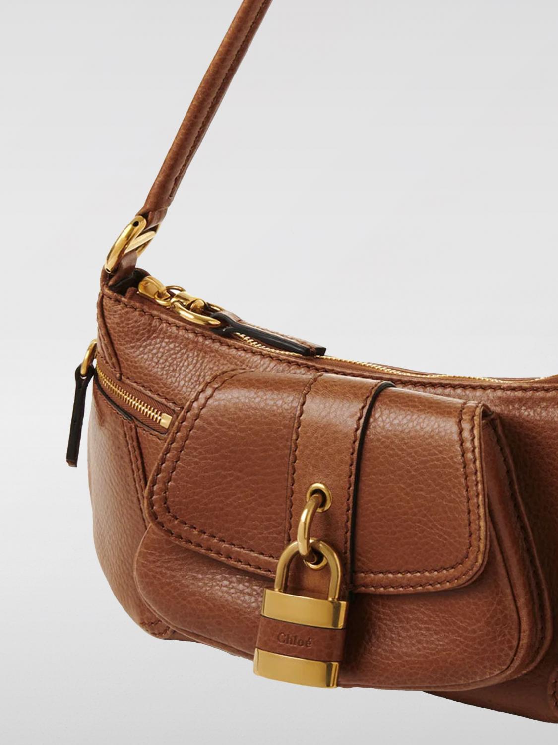 CHLOÉ BORSA A SPALLA: Borsa The '99 Chloè in pelle a grana , Fango - Img 3