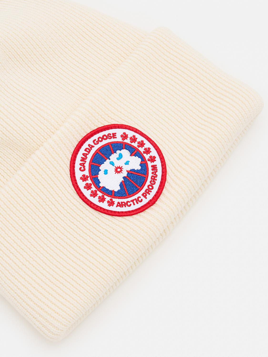 CANADA GOOSE CAPPELLO: Cappello Canada Goose in lana con logo , Bianco - Img 2