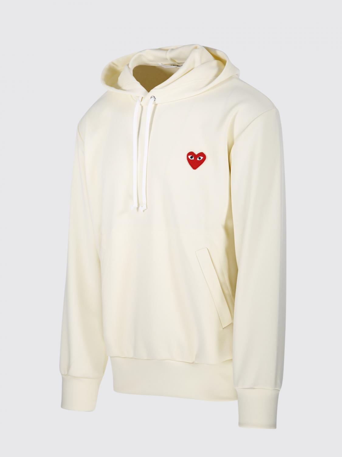 COMME DES GARÇONS PLAY SUDADERA: Sudadera con capucha Comme Des Garçons Play de punto, Marfil - Img 3