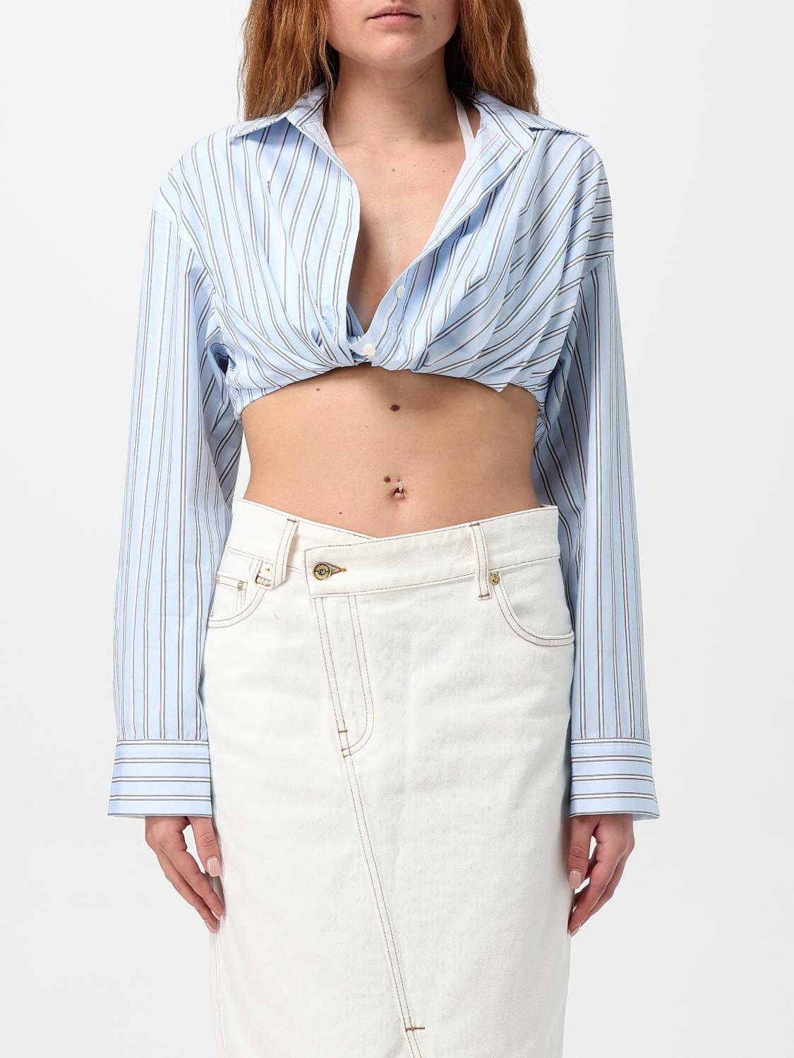 JACQUEMUS TOP E BLUSE: Top Jacquemus in cotone a righe , Blue - Img 1