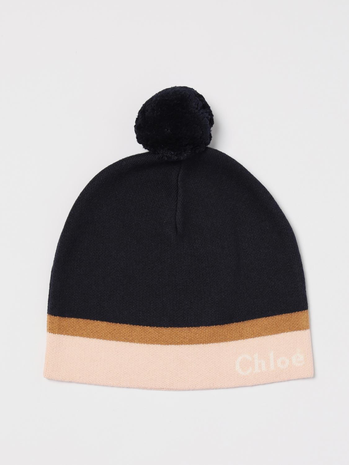 CHLOÉ CAPPELLO: Cappello Chloè in cotone organico con pompon , Blue - Img 1