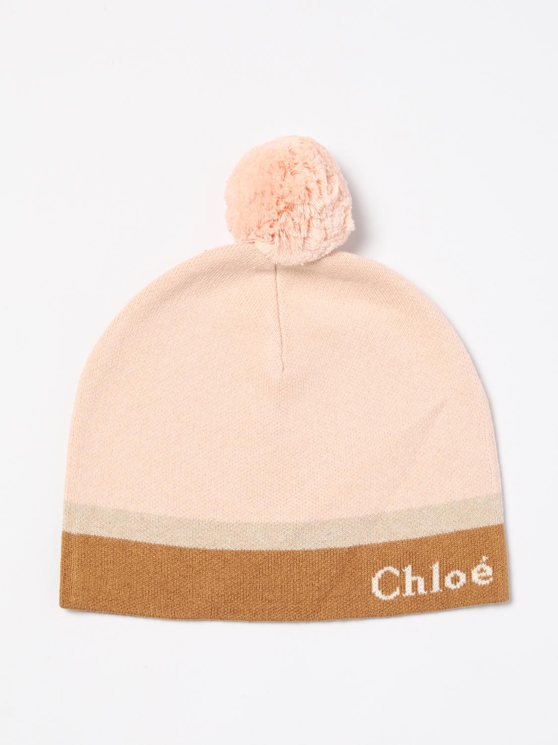 CHLOÉ CAPPELLO: Cappello Chloè in cotone organico con pompon , Rosa - Img 1