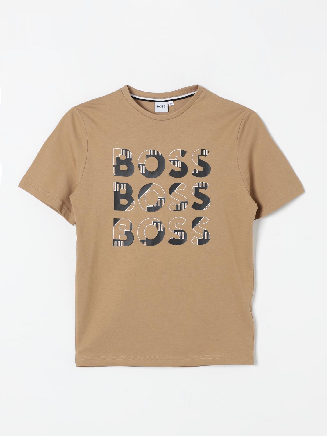 BOSS T-SHIRT: T-shirt kids Boss, Biscuit - Img 1