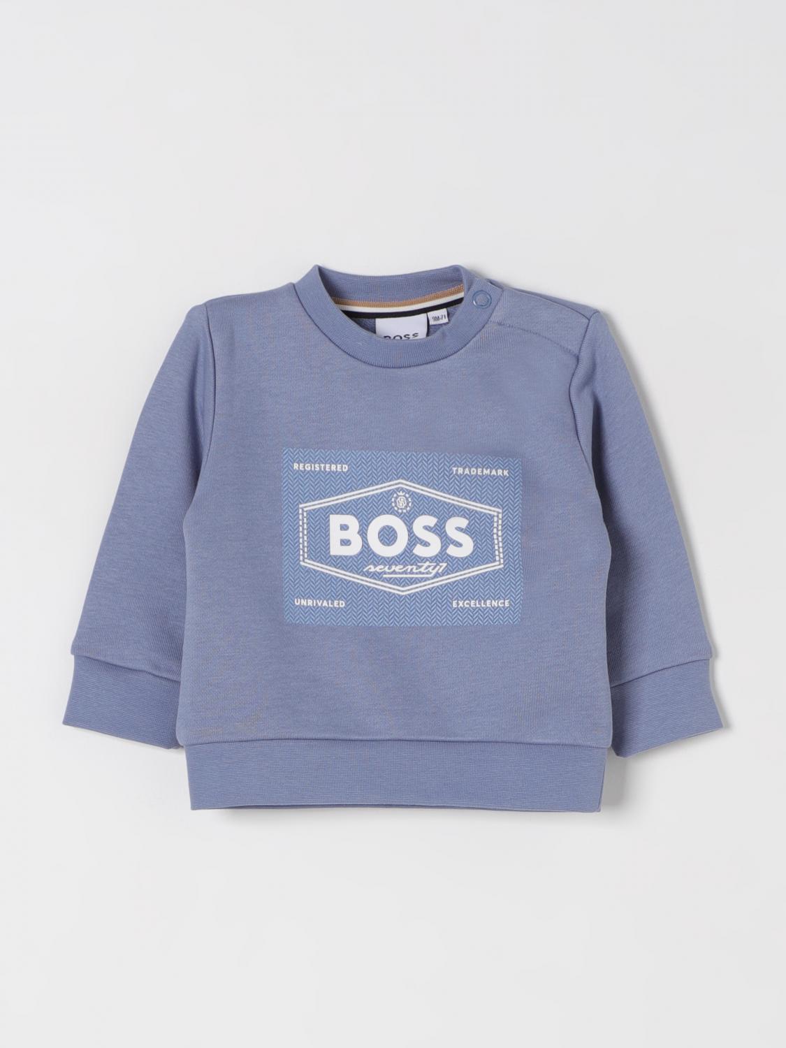 BOSS MAGLIA: Felpa a girocollo con logo Boss, Grigio - Img 1