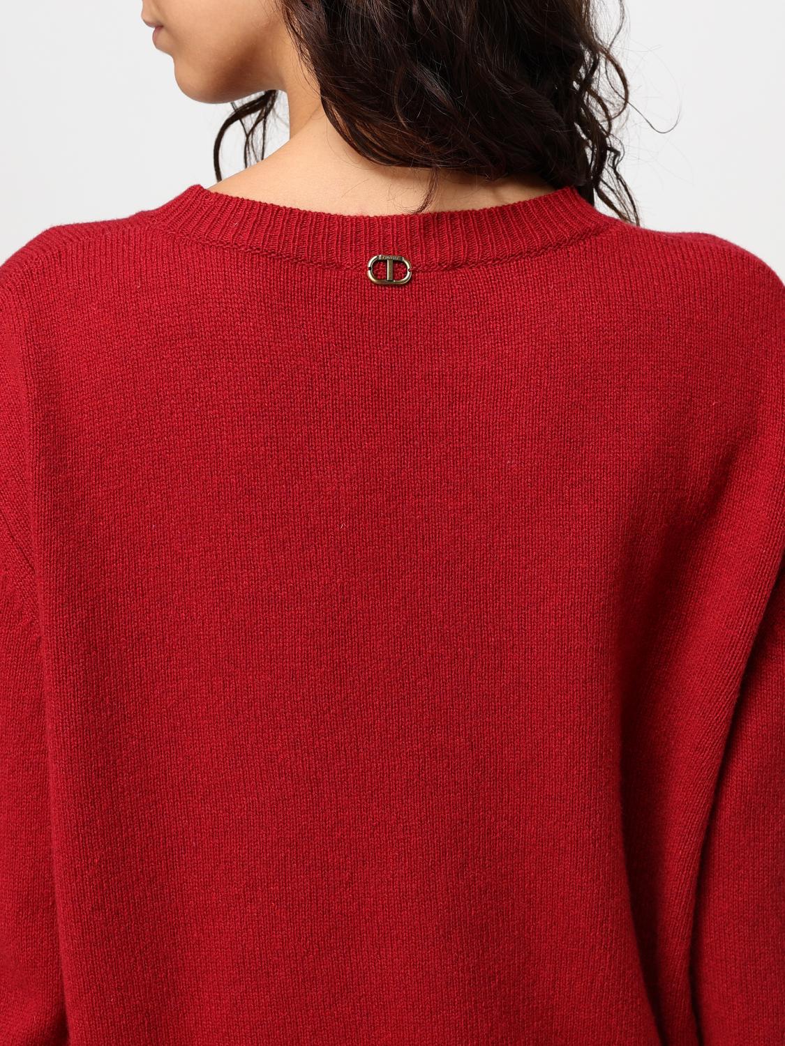 TWINSET MAGLIA: Pullover Twinset in lana e cashmere , Rosso - Img 3