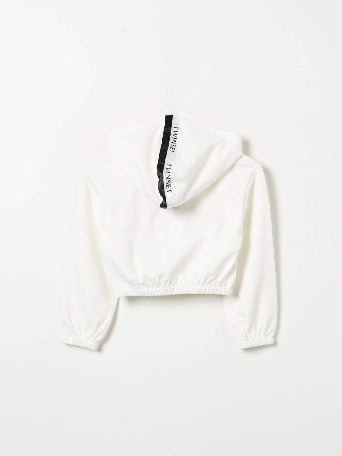 TWINSET MAGLIA: Felpa Twinset in cotone stretch , Bianco - Img 2