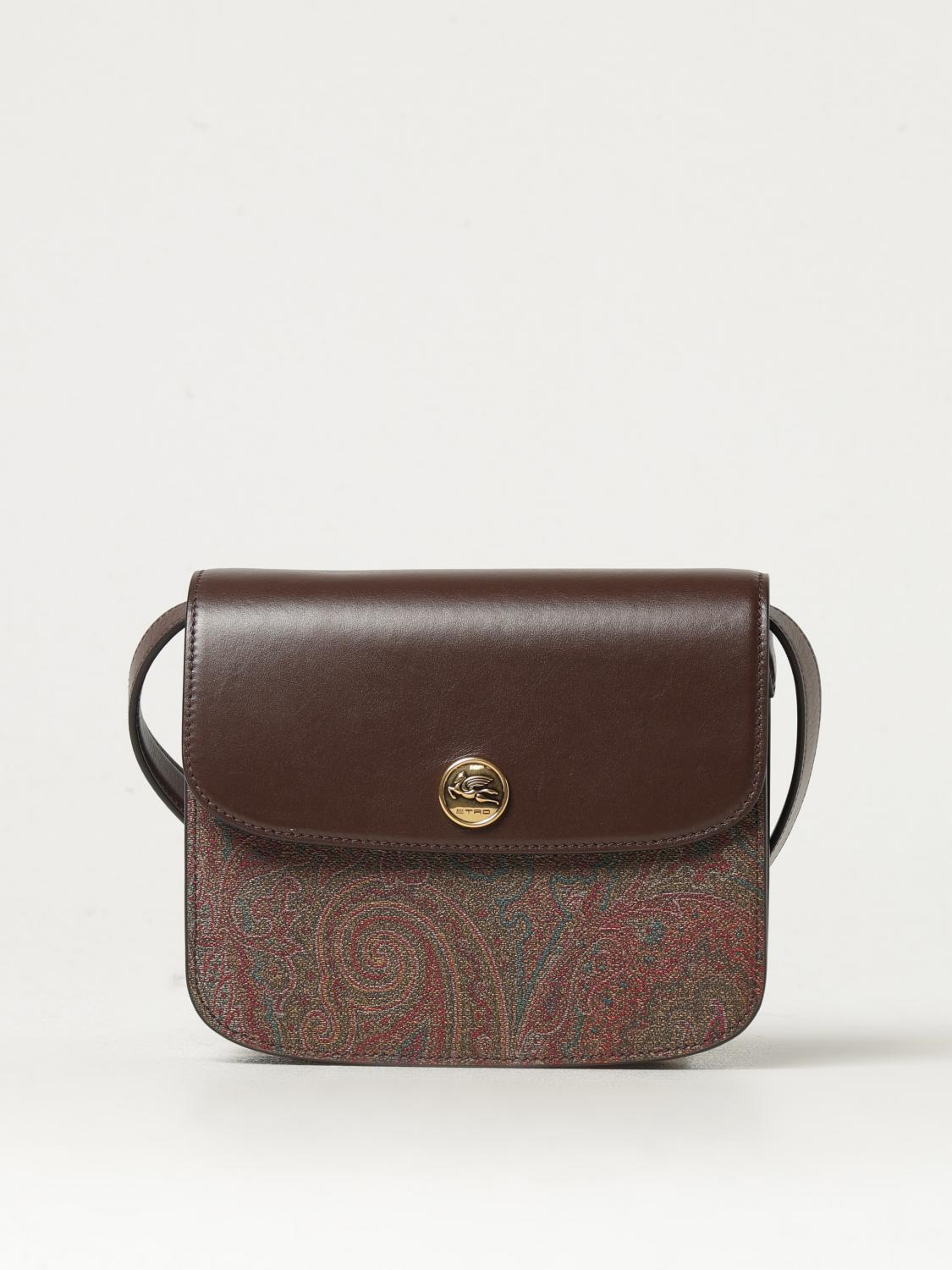 ETRO BORSA MINI: Borsa Etro in pelle e cotone spalmato Paisley, Moro - Img 1