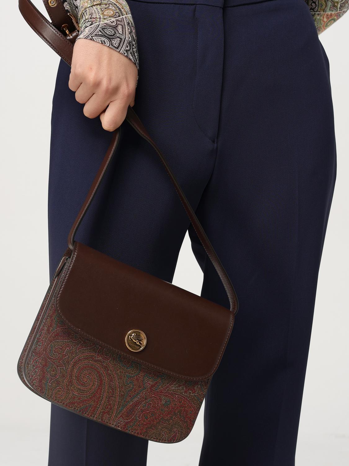 ETRO BORSA MINI: Borsa Etro in pelle e cotone spalmato Paisley, Moro - Img 2