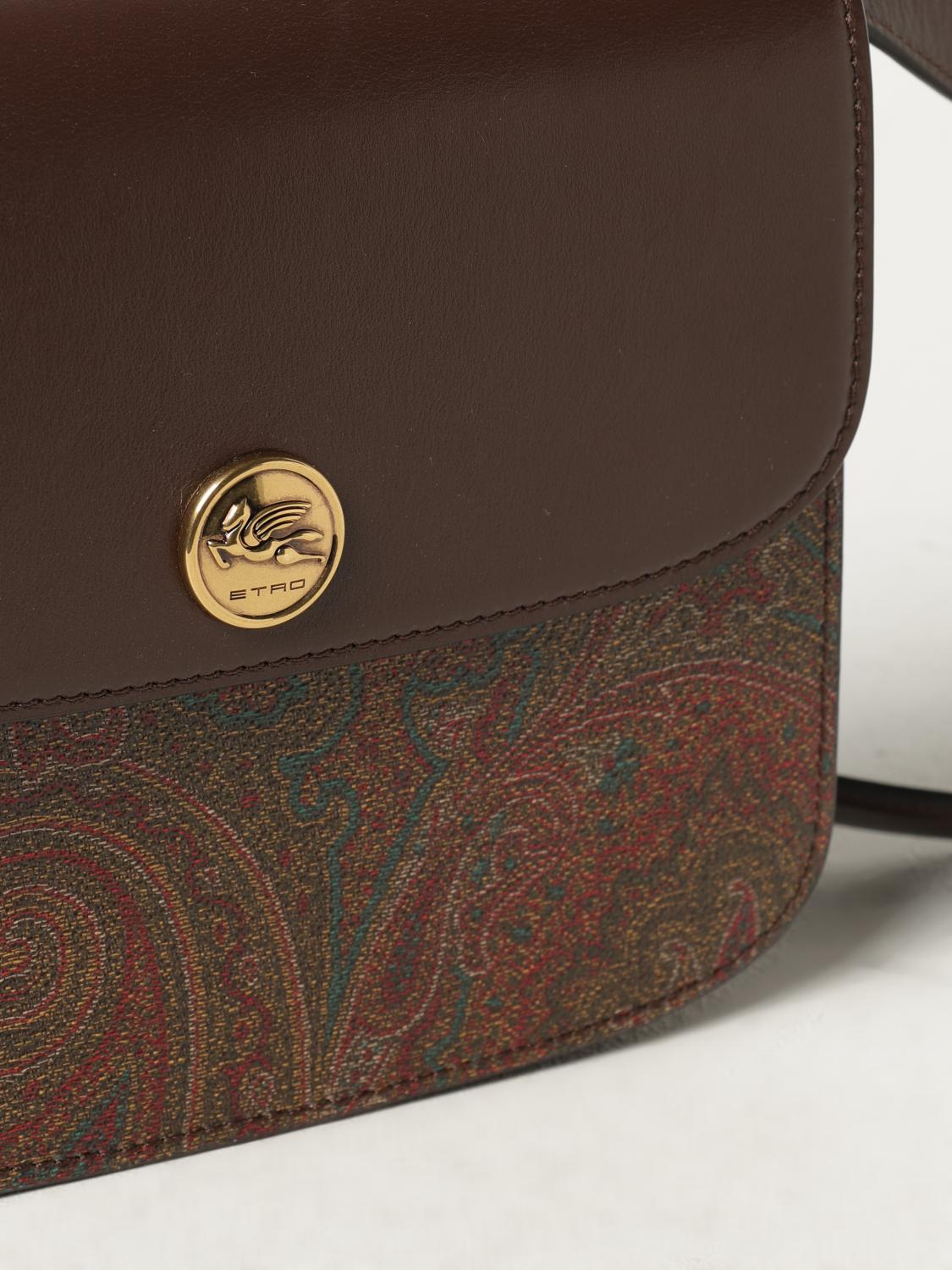 ETRO BORSA MINI: Borsa Etro in pelle e cotone spalmato Paisley, Moro - Img 4