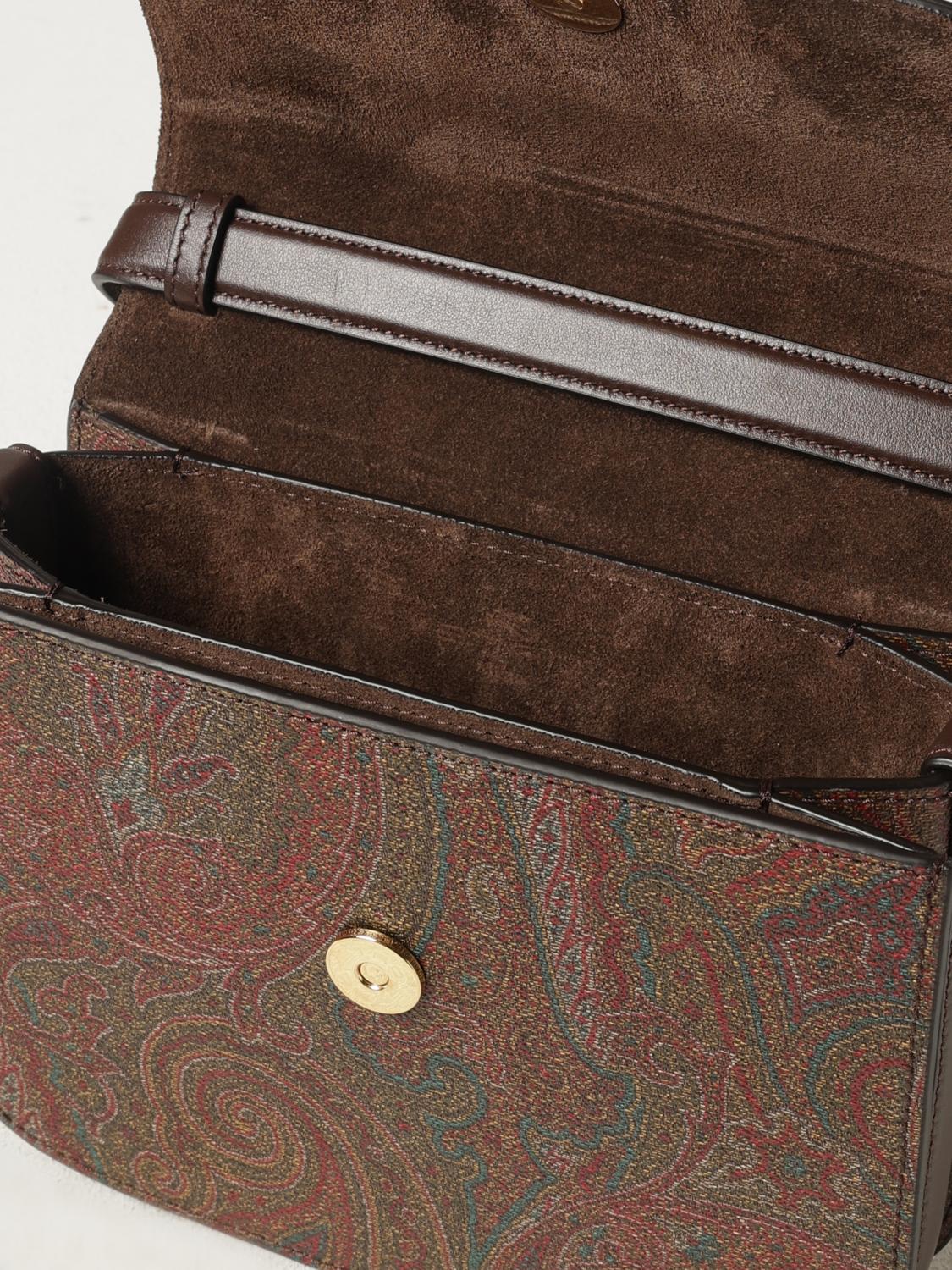 ETRO BORSA MINI: Borsa Etro in pelle e cotone spalmato Paisley, Moro - Img 5