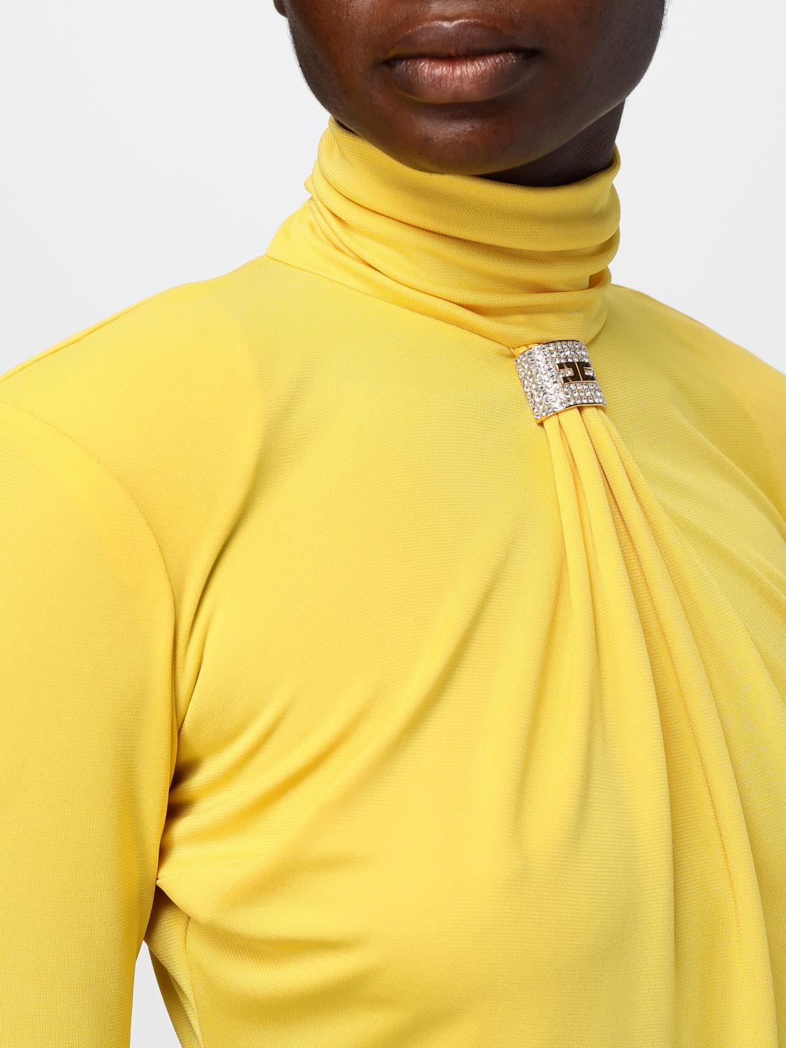 ELISABETTA FRANCHI BODY: Body Elisabetta Franchi in misto viscosa , Giallo - Img 4