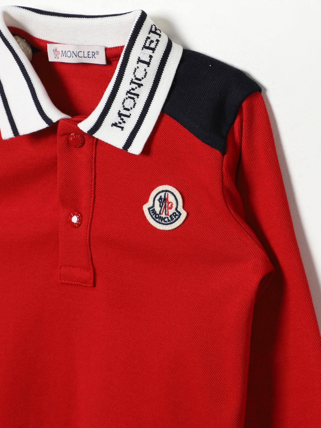 MONCLER 폴로 셔츠: 폴로 셔츠 남아 Moncler, 레드 - Img 3