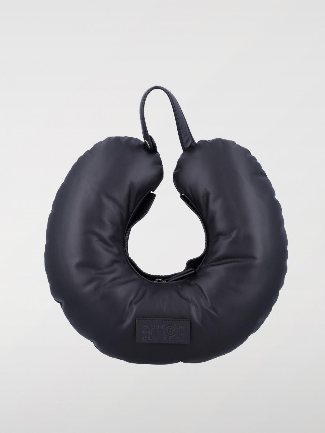 MM6 MAISON MARGIELA BORSA: Borsa Travel Pillow MM6 Maison Margiela in pelle , Nero - Img 1