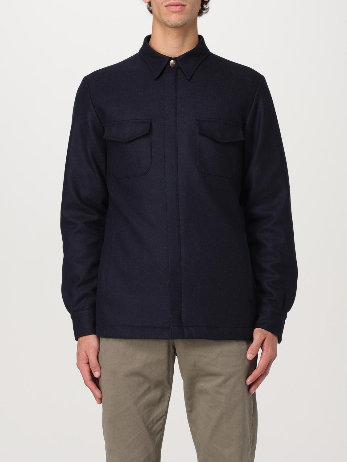 BOGLIOLI GIACCA: Overshirt Boglioli in misto lana , Blue - Img 1