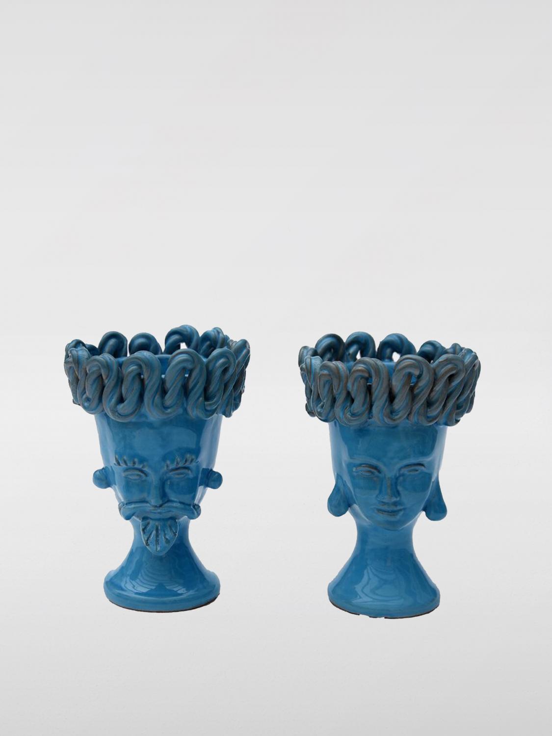 BARTES ACCESSORI DECORATIVI: Coppia di Teste di Moro Bartes in ceramica, Turchese - Img 1