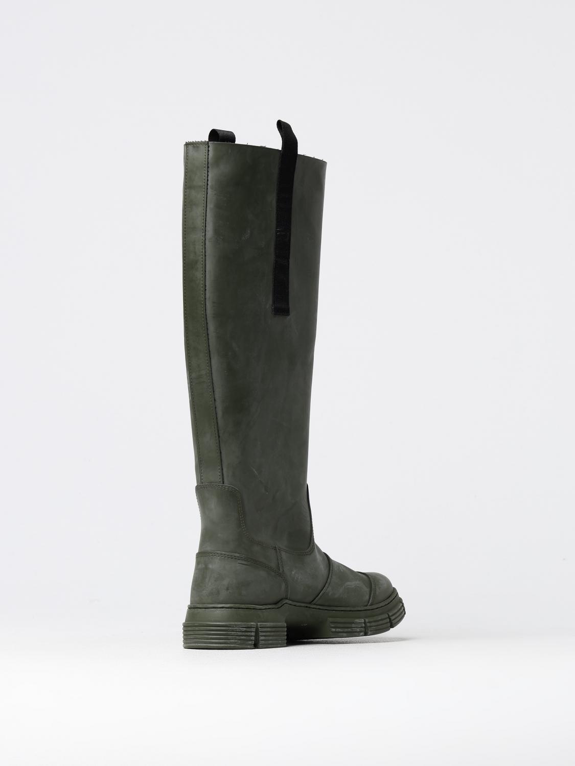 GANNI BOOTS: Flat ankle boots woman Ganni, Green - Img 3