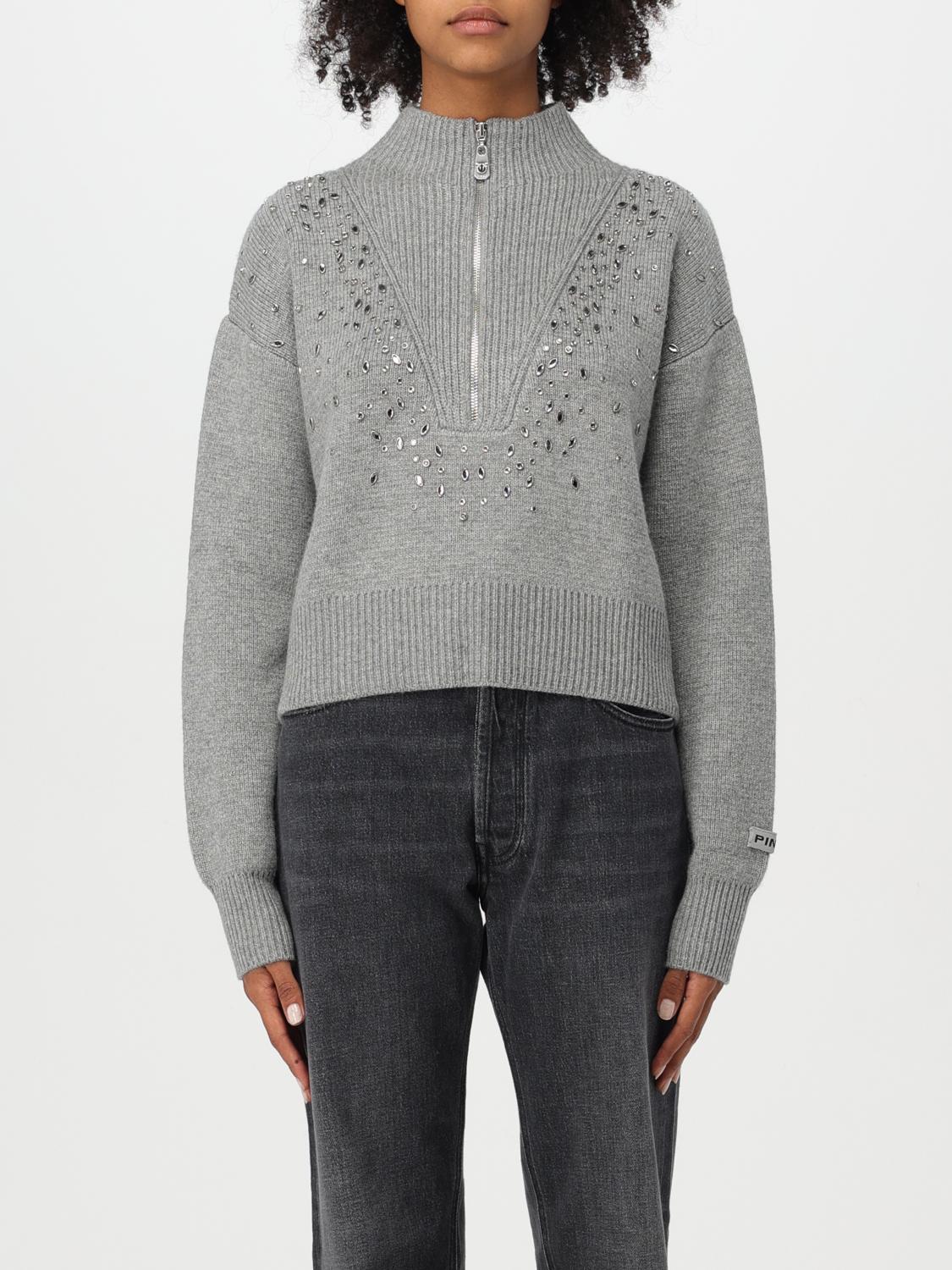 PINKO MAGLIA: Pullover Pinko in misto lana con strass , Grigio - Img 1