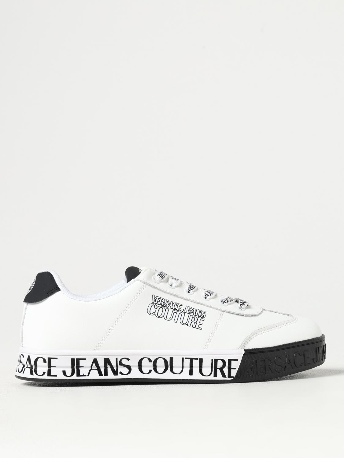 VERSACE JEANS COUTURE SNEAKERS: Sneakers Versace Jeans Couture in pelle con stampa logo , Bianco - Img 1