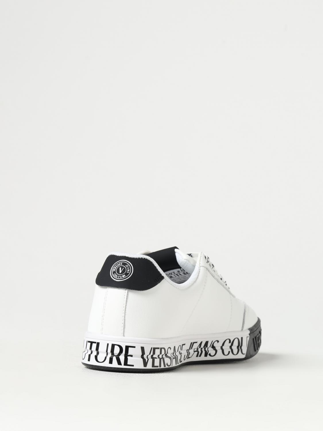 VERSACE JEANS COUTURE SNEAKERS: Sneakers Versace Jeans Couture in pelle con stampa logo , Bianco - Img 3