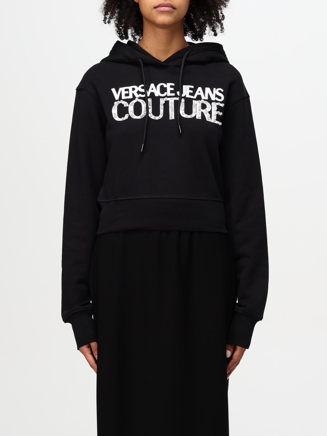 VERSACE JEANS COUTURE FELPA: Felpa con cappuccio Versace Jeans Couture, Nero - Img 1