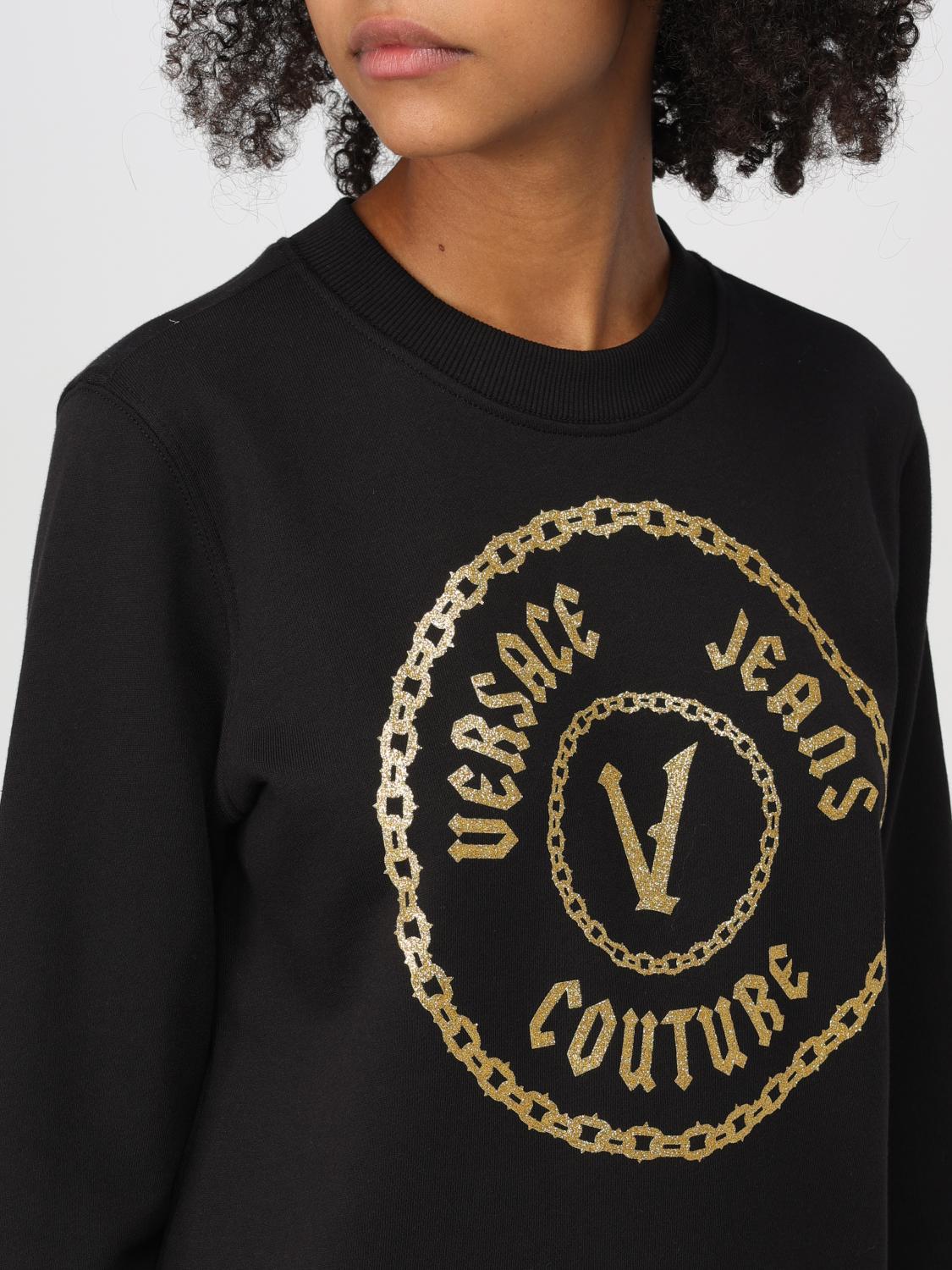 VERSACE JEANS COUTURE FELPA: Felpa a girocollo Versace Jeans Couture, Nero - Img 3