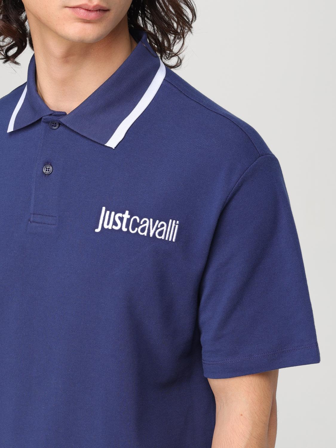 JUST CAVALLI POLO: Polo Just Cavalli in cotone con logo ricamato, Blue - Img 3