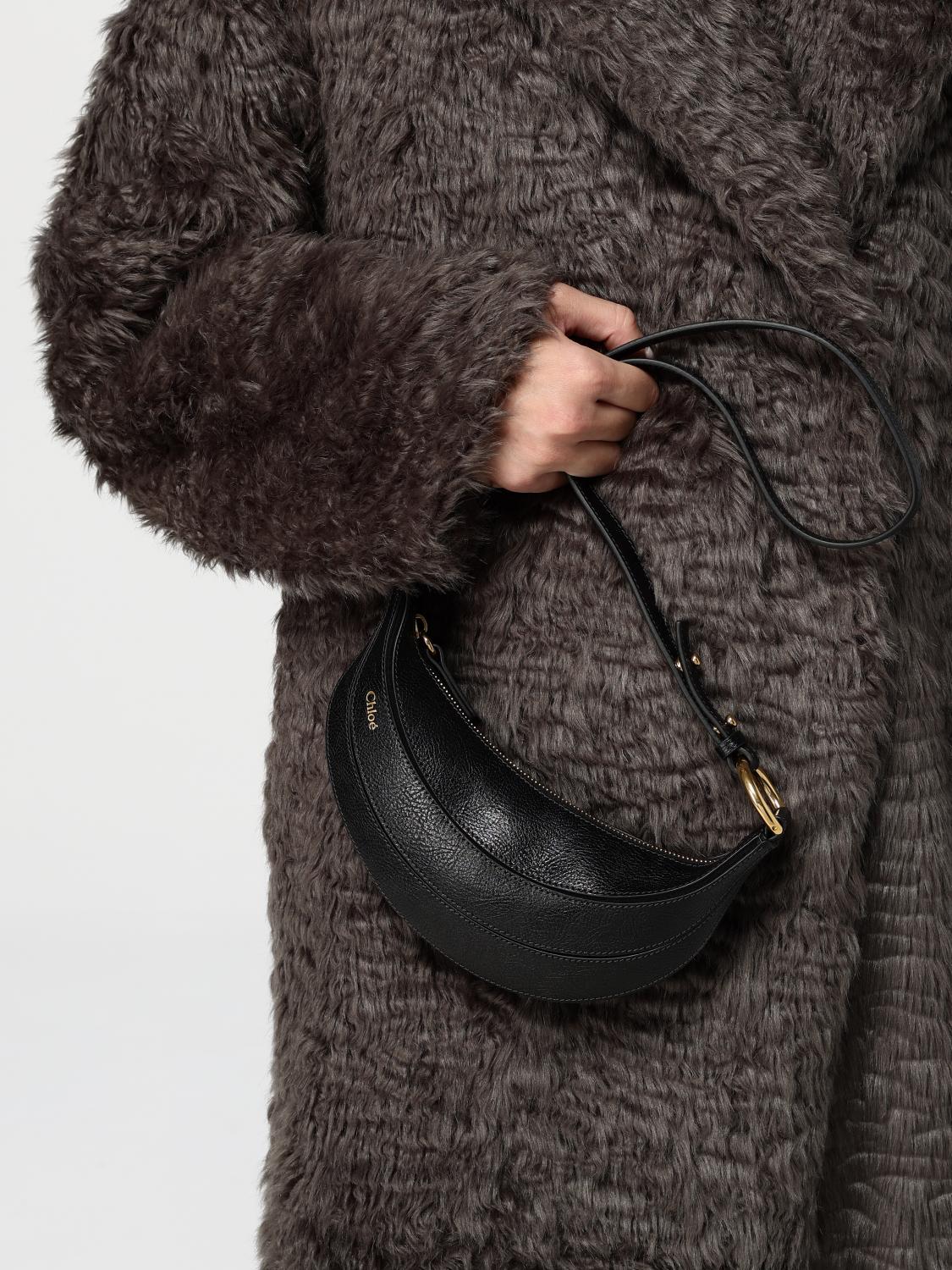 CHLOÉ BORSA MINI: Borsa Banana Chloè in pelle a grana , Nero - Img 2