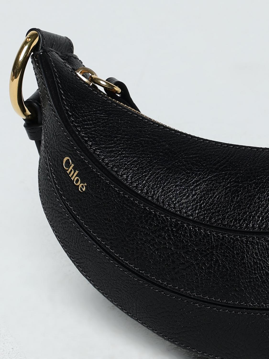 CHLOÉ BORSA MINI: Borsa Banana Chloè in pelle a grana , Nero - Img 4