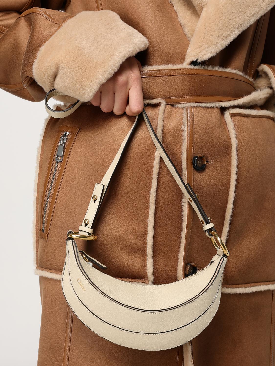 CHLOÉ BORSA MINI: Borsa Banana Chloè in pelle a grana , Beige - Img 2